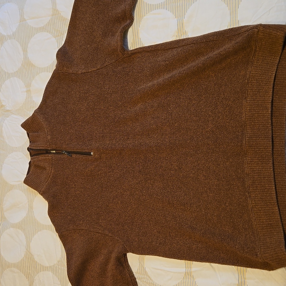 Naturalife mens 1/4 zip cotton sweater, medium, copper color